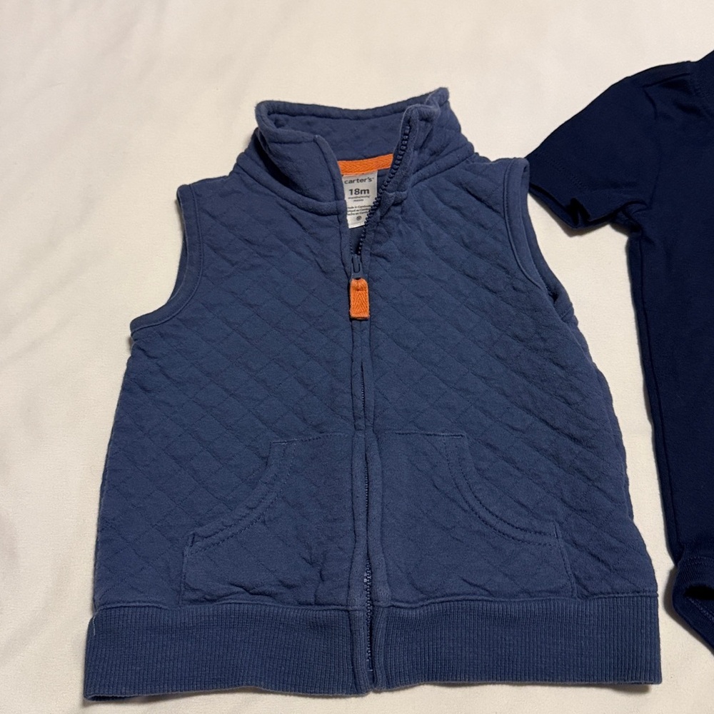 Carter's Blue Bodysuit and Quilted Vest Set - Picture 5 of 7